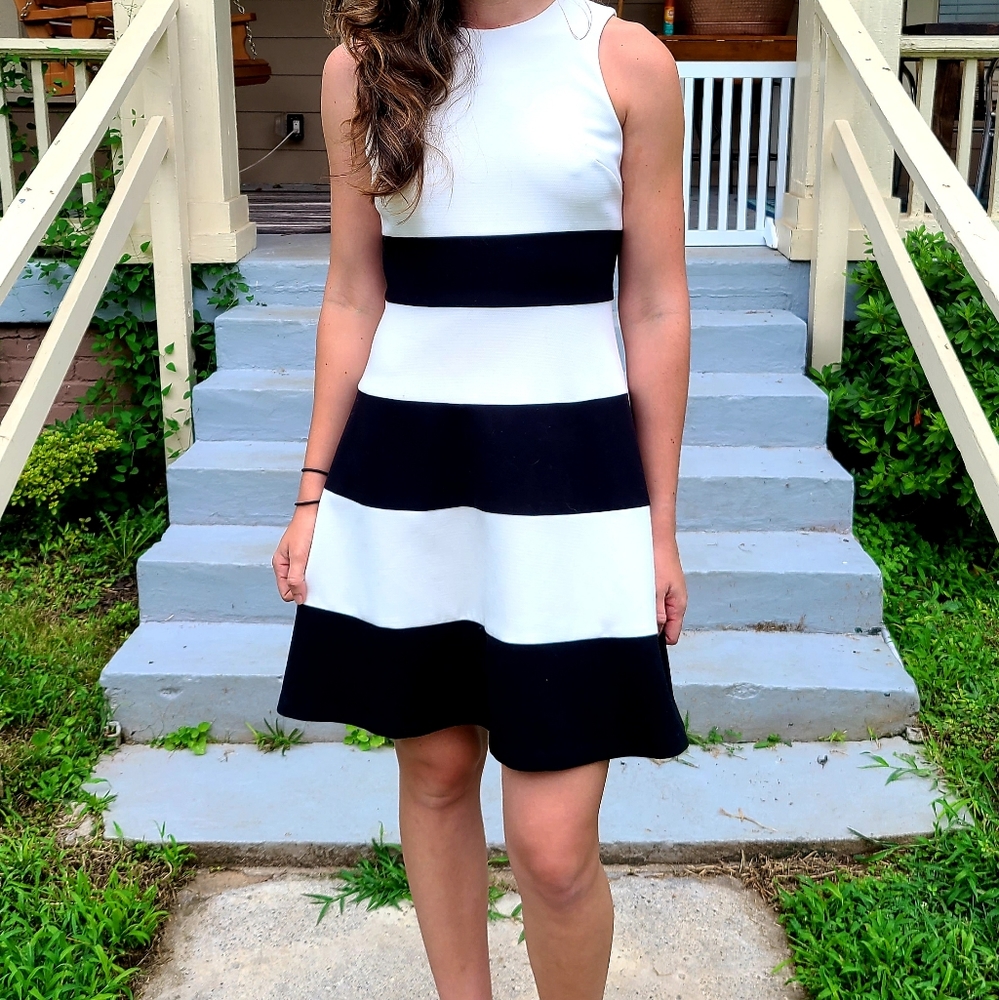 Black and White Striped Ann Taylor Dress
